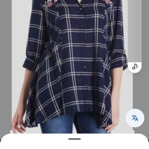 Code Bleu Blue‎ and White Cuffed Sleeve Tunic